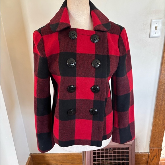 J. Crew Buffalo Plaid check Seberg pea coat jacket - Picture 3 of 8